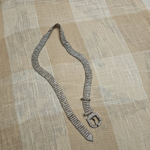 Motoboho McBling Western Style Rhinestone Encrusted Silver Metal Belt main image 5
